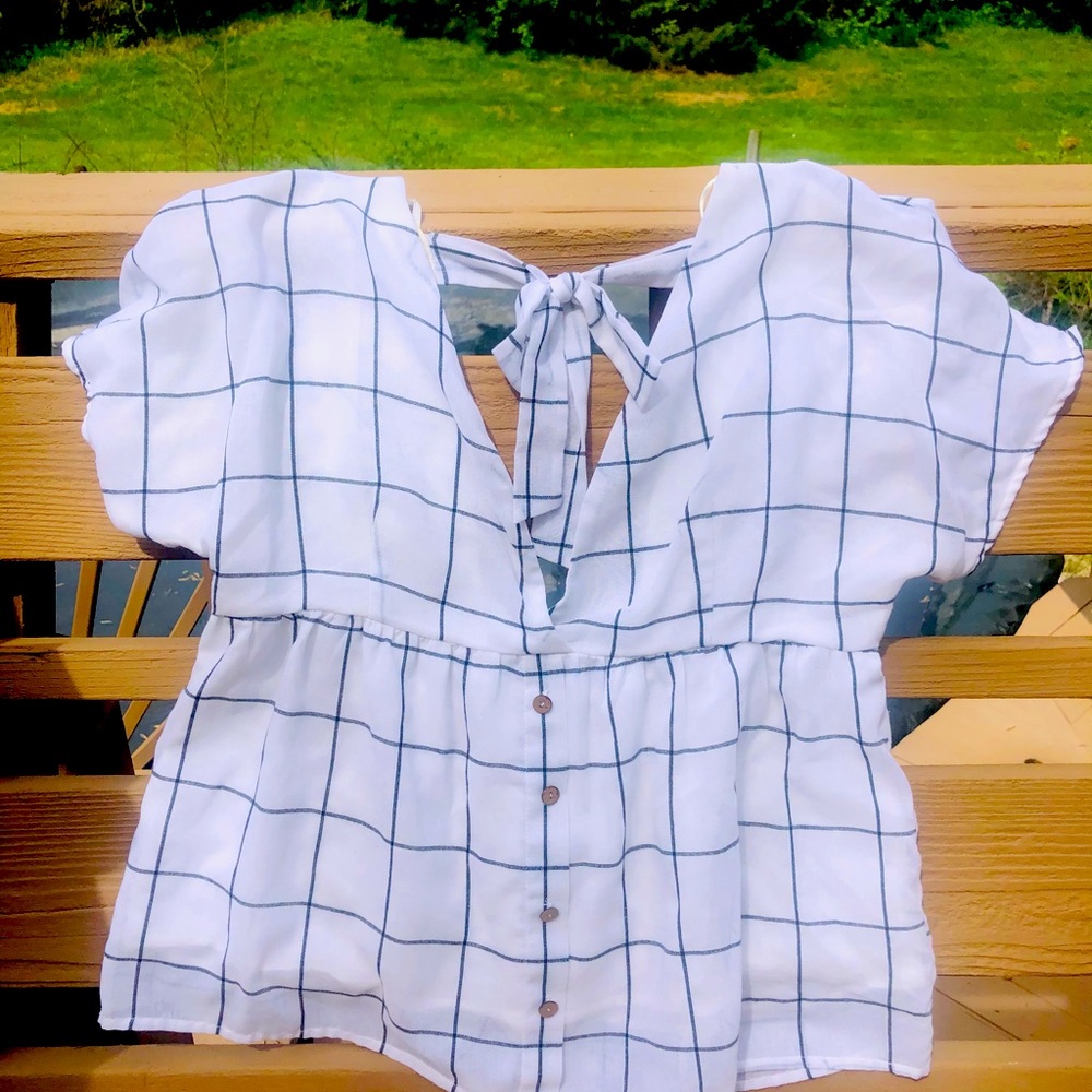 Fun white with black detail and back tie!